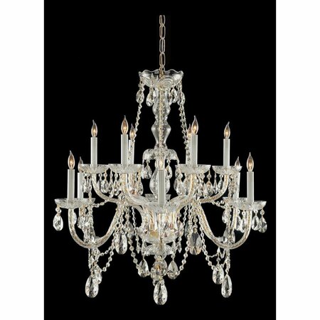CRYSTORAMA Traditional Brass 12 Candelabra Light Chandelier With Clear Crystals 1135-PB-CL-MWP